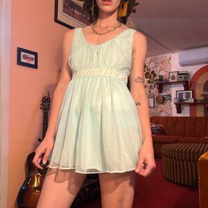 1960s vintage babydoll mini chiffon nightie with matching undies - from Slumber